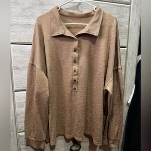Brown Button-Up Collared Shirt